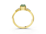 Yellow gold Fancy Green Emerald Cut Diamond Ring with Side Stones and Four-Prong Setting_81
