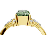 Yellow gold Fancy Green Emerald Cut Diamond Ring with Side Stones and Four-Prong Setting_82