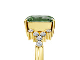 Yellow gold Fancy Green Emerald Cut Diamond Ring with Side Stones and Four-Prong Setting_83