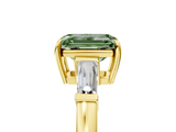 Yellow gold Fancy Green Emerald  Cut Diamond Ring with Tapered Baguette Side Stones in Four-Prong Setting_8