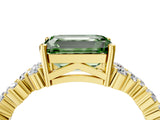 Yellow gold Fancy Green Emerald Cut Diamond Scattered Round Accent Ring with Prong Setting_16