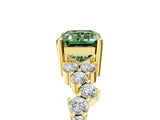 Yellow gold Fancy Green Emerald Cut Diamond Scattered Round Accent Ring with Prong Setting_17