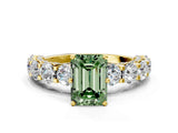 Yellow gold Fancy Green Emerald Cut Diamond Side Stone Engagement Ring with Four-Prong Setting_24