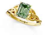 Yellow gold Fancy Green Emerald Cut Diamond Solitaire Celtic Knot Ring with Four-Prong Setting_42