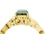 Yellow gold Fancy Green Emerald Cut Diamond Solitaire Celtic Knot Ring with Four-Prong Setting_45