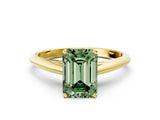 Yellow gold Fancy Green Emerald Cut Diamond Solitaire Engagement Ring with Cathedral Setting and Four-Prong Mount_24