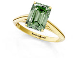 Yellow gold Fancy Green Emerald Cut Diamond Solitaire Engagement Ring with Cathedral Setting and Four-Prong Mount_25