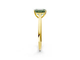 Yellow gold Fancy Green Emerald Cut Diamond Solitaire Engagement Ring with Cathedral Setting and Four-Prong Mount_26