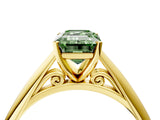 Yellow gold Fancy Green Emerald Cut Diamond Solitaire Engagement Ring with Cathedral Setting and Four-Prong Mount_28