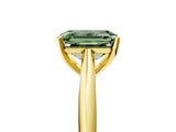 Yellow gold Fancy Green Emerald Cut Diamond Solitaire Engagement Ring with Cathedral Setting and Four-Prong Mount_29
