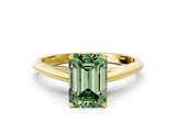 Yellow gold Fancy Green Emerald Cut Diamond Solitaire Engagement Ring with Cathedral Setting and Four-Prong Mount_78