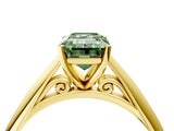 Yellow gold Fancy Green Emerald Cut Diamond Solitaire Engagement Ring with Cathedral Setting and Four-Prong Mount_82