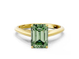 Yellow gold Fancy Green Emerald Cut Diamond Solitaire Engagement Ring with Cathedral Setting and Four-Prong Mount_98