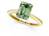 Yellow gold Fancy Green Emerald Cut Diamond Solitaire Engagement Ring with Classic Band and Four-Prong Setting_13