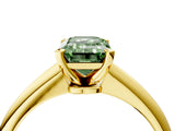 Yellow gold Fancy Green Emerald Cut Diamond Solitaire Engagement Ring with Classic Band and Four-Prong Setting_16