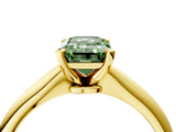 Yellow gold Fancy Green Emerald Cut Diamond Solitaire Engagement Ring with Classic Band and Four-Prong Setting_161
