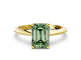 Yellow gold Fancy Green Emerald Cut Diamond Solitaire Engagement Ring with Classic Band and Four-Prong Setting_36