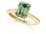 Yellow gold Fancy Green Emerald Cut Diamond Solitaire Engagement Ring with Classic Band and Four-Prong Setting_37