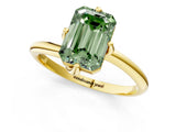 Yellow gold Fancy Green Emerald Cut Diamond Solitaire Engagement Ring with Four-Prong Setting and Classic Band_21