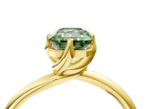 Yellow gold Fancy Green Emerald Cut Diamond Solitaire Engagement Ring with Four-Prong Setting and Classic Band_24