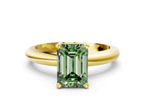 Yellow gold Fancy Green Emerald Cut Diamond Solitaire Engagement Ring with Round Band and Four-Prong Setting_154