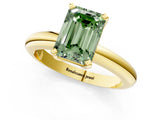 Yellow gold Fancy Green Emerald Cut Diamond Solitaire Engagement Ring with Round Band and Four-Prong Setting_155