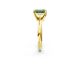 Yellow gold Fancy Green Emerald Cut Diamond Solitaire Engagement Ring with Round Band and Four-Prong Setting_156