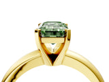 Yellow gold Fancy Green Emerald Cut Diamond Solitaire Engagement Ring with Round Band and Four-Prong Setting_158