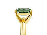 Yellow gold Fancy Green Emerald Cut Diamond Solitaire Engagement Ring with Round Band and Four-Prong Setting_159