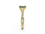 Yellow gold Fancy Green Emerald Cut Diamond Solitaire Engagement Ring with Twisted Pavé Band and Four-Prong Setting_46