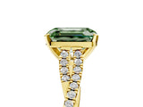 Yellow gold Fancy Green Emerald Cut Diamond Solitaire Engagement Ring with Twisted Pavé Band and Four-Prong Setting_49