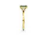 Yellow gold Fancy Green Emerald Cut Diamond Solitaire Ring with Classic Band and Four-Prong Setting_2