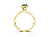 Yellow gold Fancy Green Emerald Cut Diamond Solitaire Ring with Classic Band and Four-Prong Setting_3