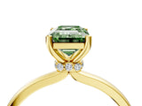 Yellow gold Fancy Green Emerald Cut Diamond Solitaire Ring with Classic Band and Four-Prong Setting_4