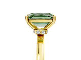 Yellow gold Fancy Green Emerald Cut Diamond Solitaire Ring with Classic Band and Four-Prong Setting_5