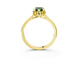 Yellow gold Fancy Green Emerald Cut Diamond Solitaire Ring with Flower Prong Setting and Classic Band_105