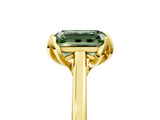 Yellow gold Fancy Green Emerald Cut Diamond Solitaire Ring with Flower Prong Setting and Classic Band_107