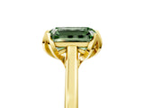 Yellow gold Fancy Green Emerald Cut Diamond Solitaire Ring with Flower Prong Setting and Classic Band_17