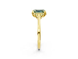 Yellow gold Fancy Green Emerald Cut Diamond Solitaire Ring with Flower Prong Setting and Classic Band_39