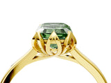 Yellow gold Fancy Green Emerald Cut Diamond Solitaire Ring with Flower Prong Setting and Classic Band_41