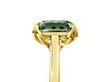 Yellow gold Fancy Green Emerald Cut Diamond Solitaire Ring with Flower Prong Setting and Classic Band_42