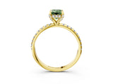 Yellow gold Fancy Green Emerald Cut Diamond Solitaire Ring with Four-Prong Setting and Pavé Band_6