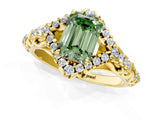 Yellow gold Fancy Green Emerald Cut Diamond Solitaire Ring with Hidden Halo and Pavé Band_28
