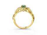 Yellow gold Fancy Green Emerald Cut Diamond Solitaire Ring with Hidden Halo and Pavé Band_30