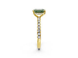 Yellow gold Fancy Green Emerald Cut Diamond Solitaire Ring with Pavé Band and Four-Prong Setting_63