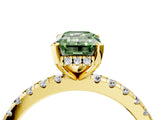 Yellow gold Fancy Green Emerald Cut Diamond Solitaire Ring with Pavé Band and Four-Prong Setting_65