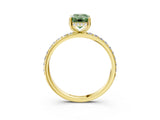 Yellow gold Fancy Green Emerald Cut Diamond Solitaire Ring with Pavé Band and Hidden Halo_24