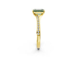 Yellow gold Fancy Green Emerald Cut Diamond Solitaire Ring with Pavé Band and Prong Setting_14