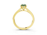 Yellow gold Fancy Green Emerald Cut Diamond Solitaire Ring with Pavé Band and Prong Setting_15