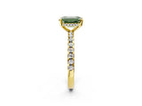 Yellow gold Fancy Green Emerald Cut Diamond Solitaire Ring with Round  Pavé Band and Four-Prong Setting_38